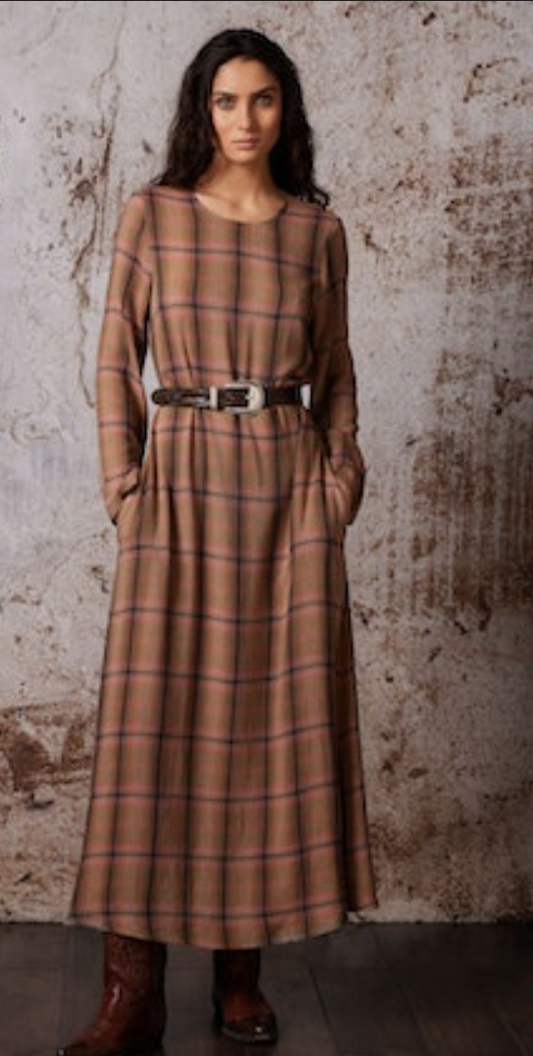 Vestido largo cuadros DIEGA