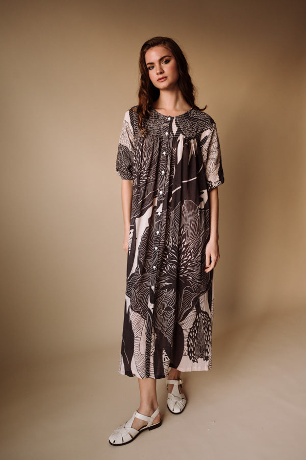 Vestido gomas estampado MAITANE BILBAO