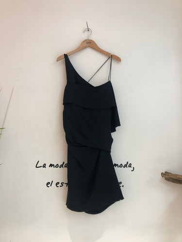 Vestido tirantes drapeado negro de SPORTMAX - La Tienda de Henar